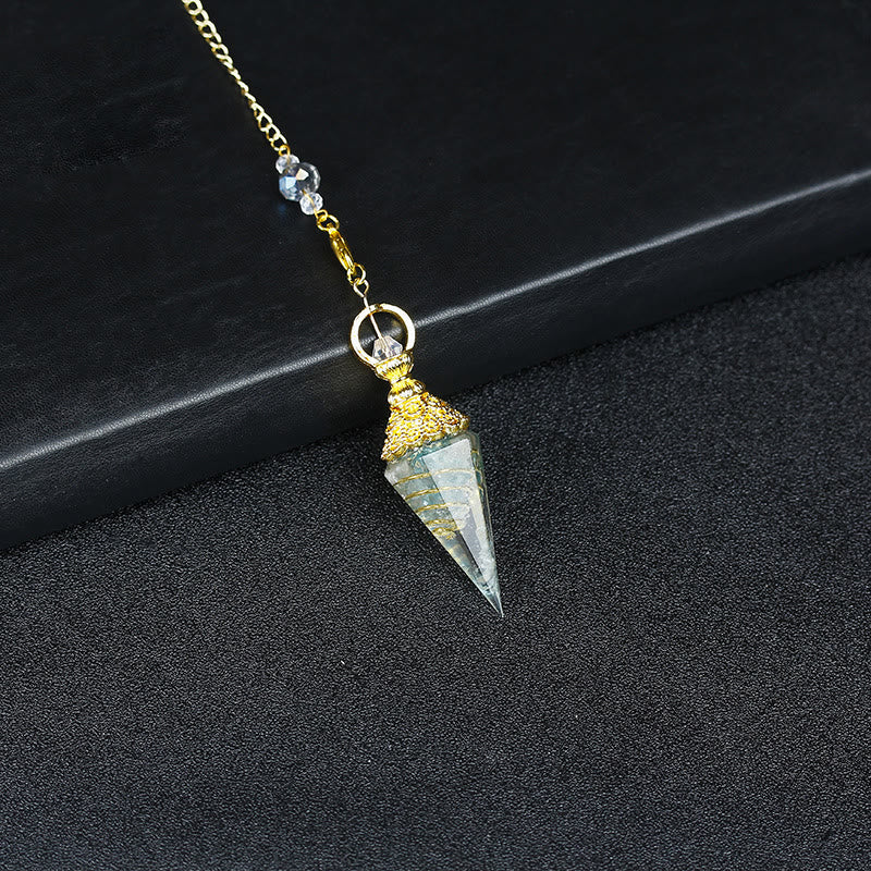 Olivenorma Natural Crystal Resin Hexagonal Pyramid Pendulum