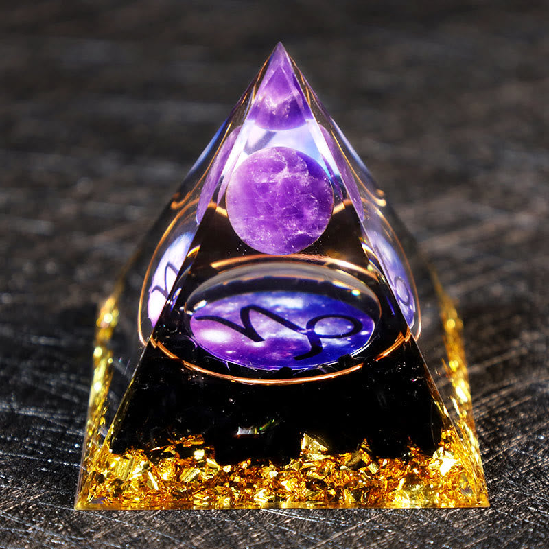 Olivenorma Amethyst Ball Obsidian Gravel Zodiac Capricorn Orgone Pyramid