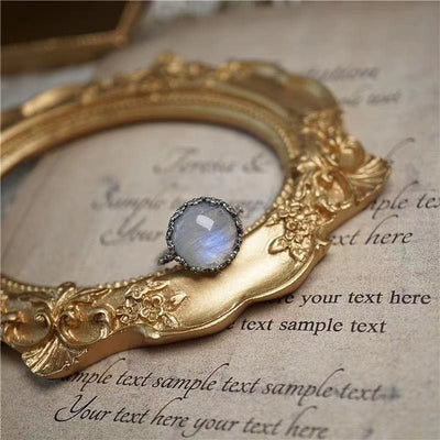 Olivenorma Large Natural Moonstone Adjustable Ring