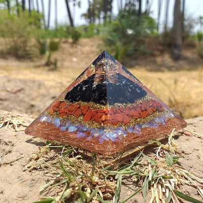 Olivenorma Clear Crystal With Opal Protection Orgone Pyramid