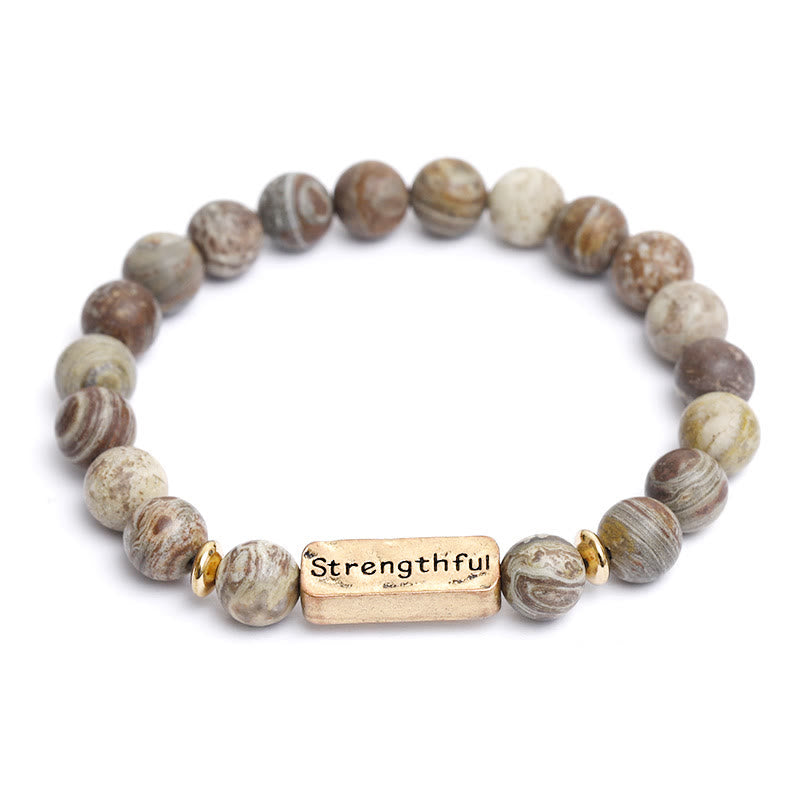 Olivenorma Natural Gemstone Strengthful Engraving Bracelet