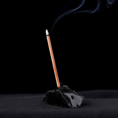 Olivenorma Crystal Raw Stone Incense Stick Holder Gemstone Decoration - Obsidian - image 15