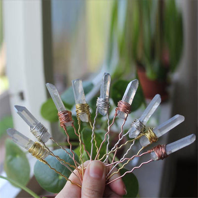 Olivenorma Handmade Thread Crystal Hairpin - Clear Quartz - image 9