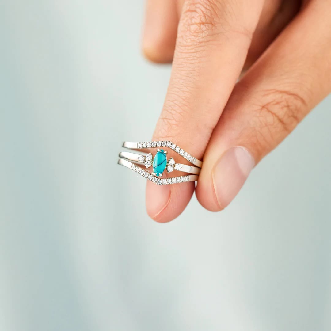 Olivenorma S925 Sterling Silver Turquoise Two-piece Ring