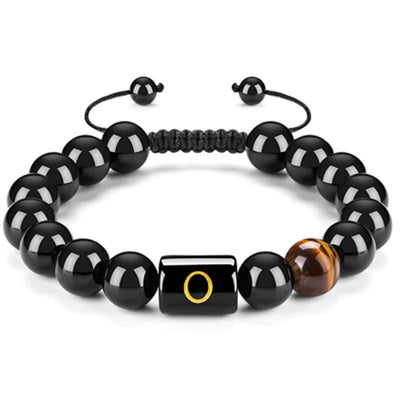 Olivenorma Tiger Eye With Black Onyx Healing Letter Bracelet