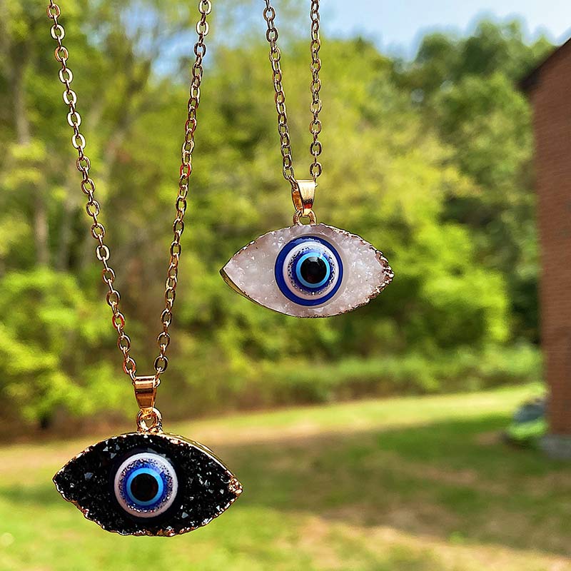 Olivenorma Clear Quartz Evil Eye Energy Necklace