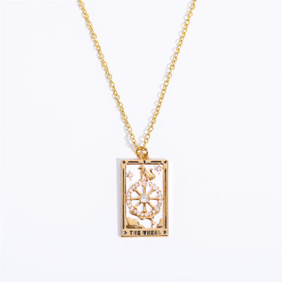 Olivenorma Zircon Electroplated Gold Tarot Oil Drop Necklace