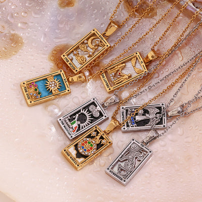 Olivenorma Stainless Steel 18k Gold Plated Tarot Card Necklace