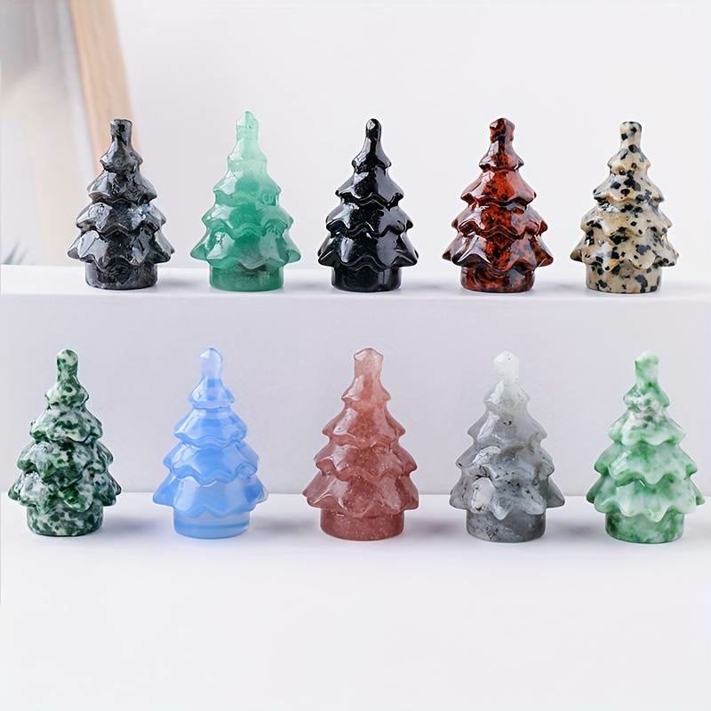 Olivenorma 1pc Natural Crystal Christmas Pine Carving Gemstone Decoration - image 0