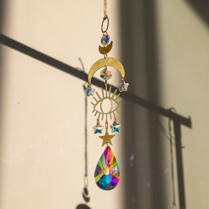 Evil Eye With Moon Protection Wind Chime Suncatcher