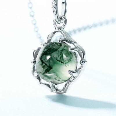 Olivenorma Moss Agate S925 Irregular Bezel Necklace