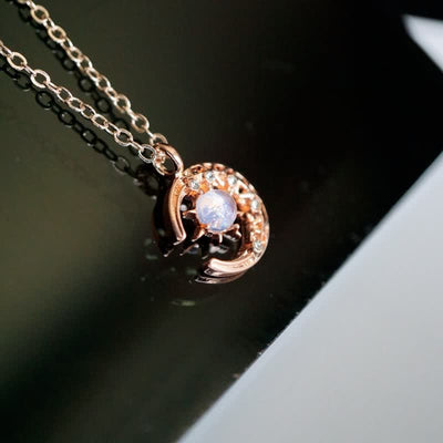 Olivenorma Celestial Dainty Moon Moonstone Necklace