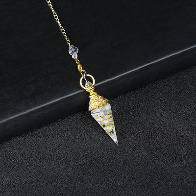 Olivenorma Natural Crystal Resin Hexagonal Pyramid Pendulum