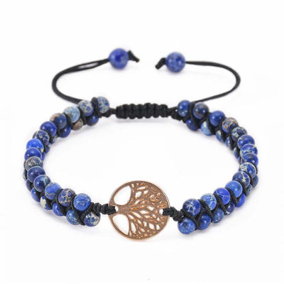 Olivenorma Tree of Life Natural Crystal Double Braided Bracelet