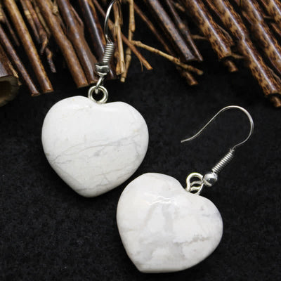 Natural Crystal Heart Healing Earrings