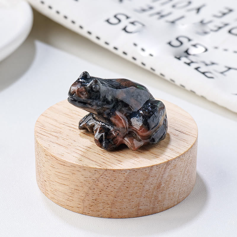 Olivenorma Natural Gemstone Carved Frog Statue Gemstone Decoration