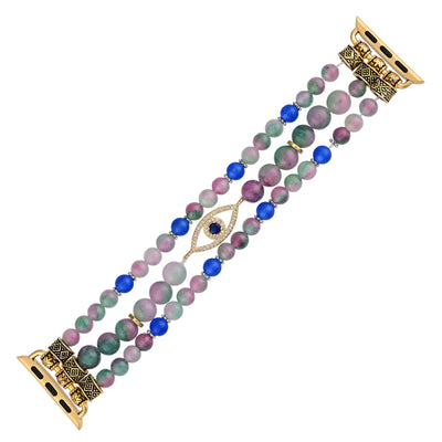 Olivenorma Pink And Blue Beads Evil Eye Apple Watch Strap