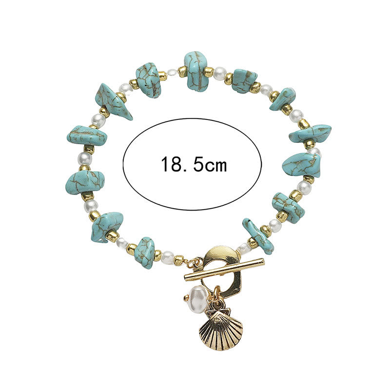 Olivenorma Irregular Turquoise Pearl Shell Pendant Bracelet