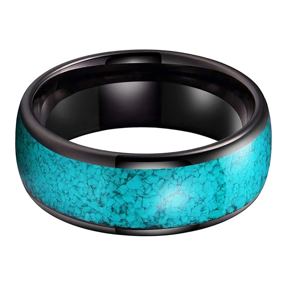 Olivenorma Crushed Turquoise Tungsten Carbide Men Ring