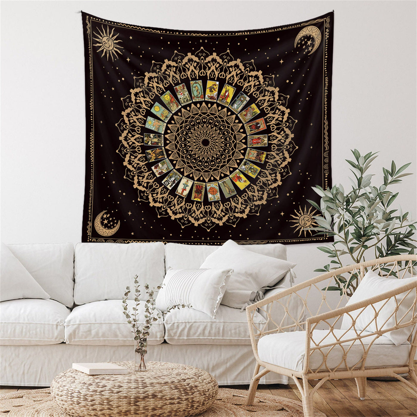 Olivenorma Vintage Tarot Sun and Moon Wall Art Tapestry