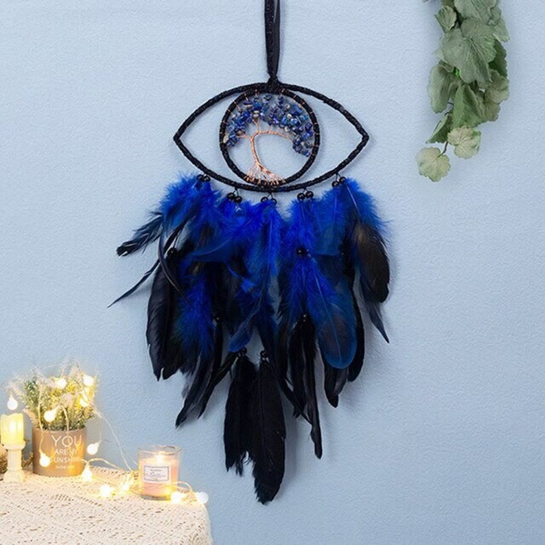 Olivenorma Sodalite Tree of Life Feather Dream Catcher