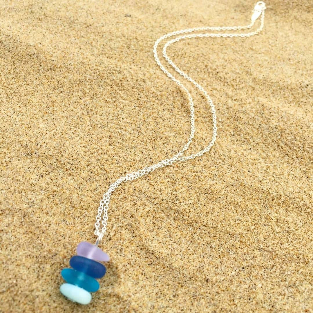 Olivenorma Sea Glass Beaded Pendant Necklace