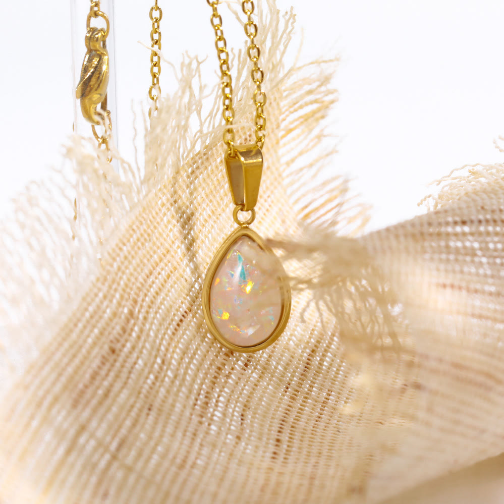 Olivenorma 18k Natural Opal Drop Shape Pendant Necklace