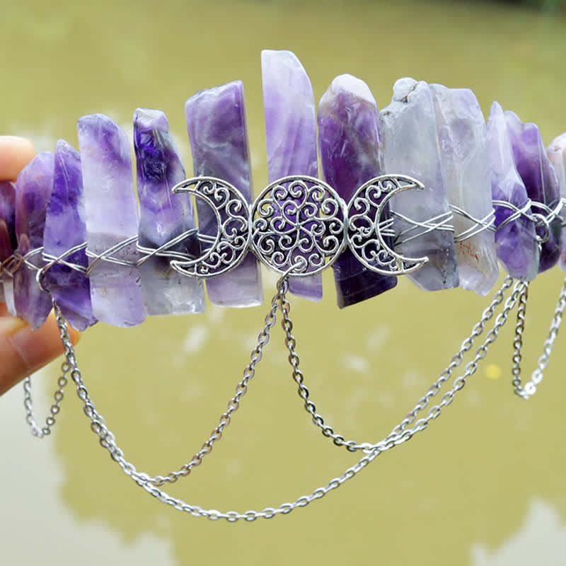 Olivenorma Cresent Moon Goddess Natural Crystal Crown