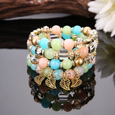 Olivenorma Bohemian Leaf Pendant Accessories Multilayer Bracelet Set