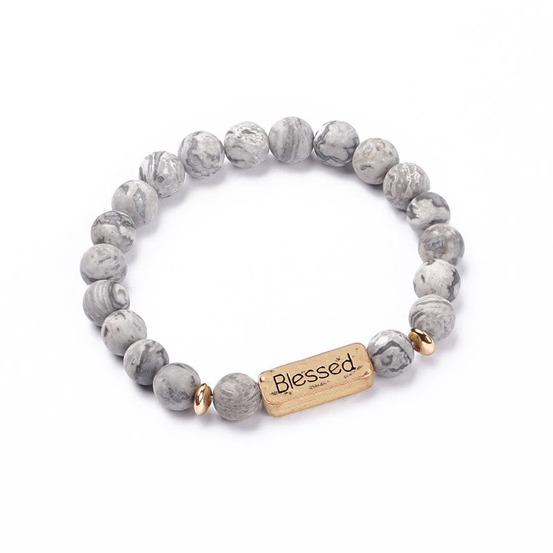 Olivenorma Natural Gemstone Blessed Engraving Bracelet