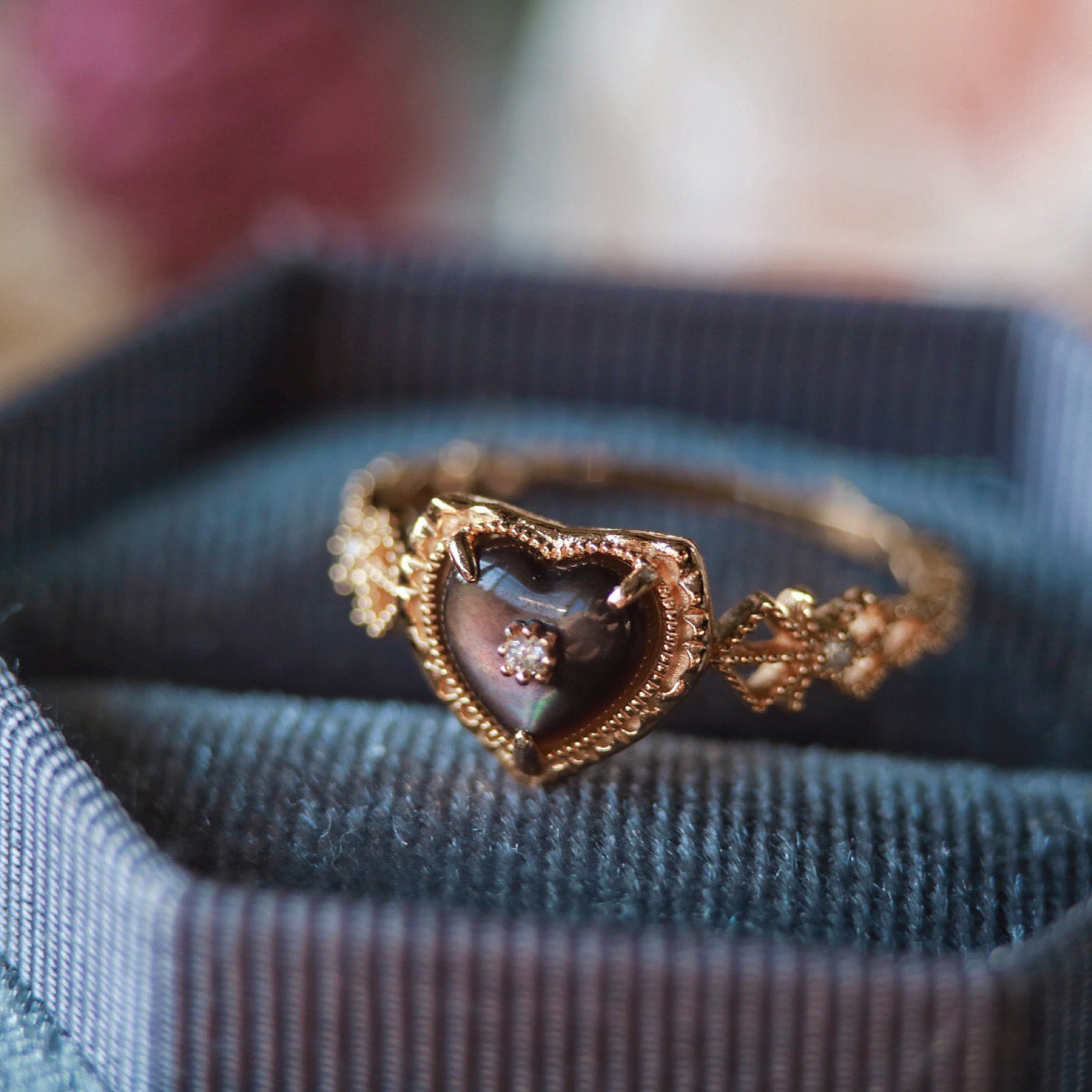 Olivenorma Sterling Silver Gold Plated Labradorite Heart Shaped Ring