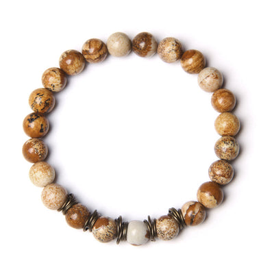 Olivenorma Polished Natural Stone 8mm Bead Stretch Yoga Bracelet