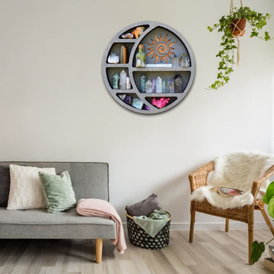 Olivenorma Round-shaped Crescent Moon & Sun Crystal Shelf