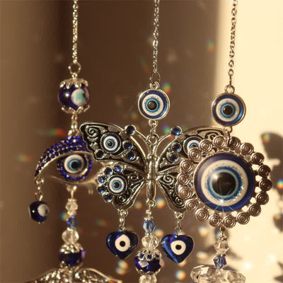 Blue Evil Eye Suncatcher Wind Chime