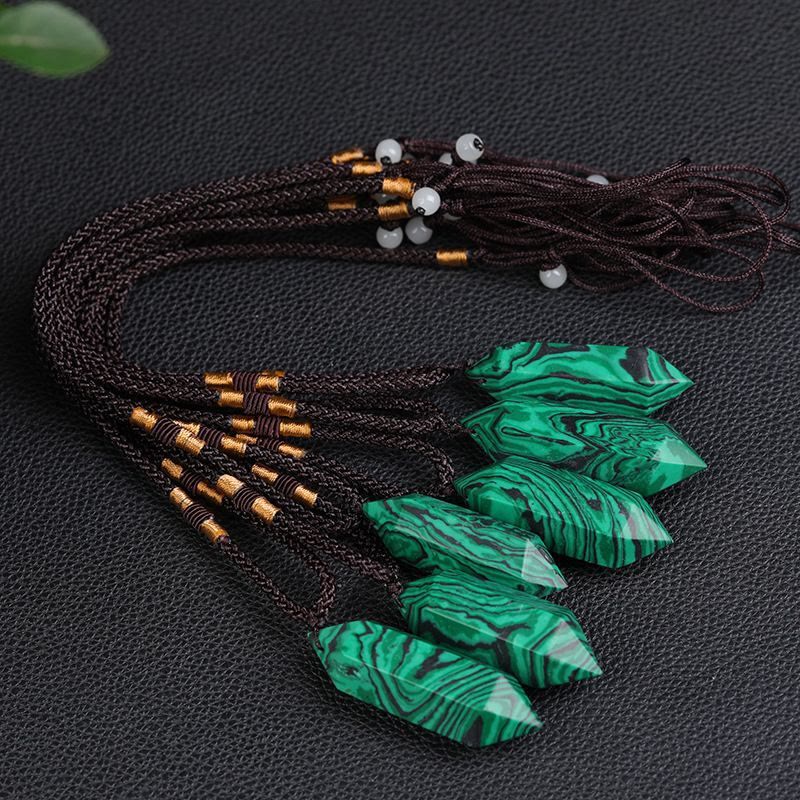 Olivenorma Natural Crystal Amethyst Healing Necklace - Malachite - image 22