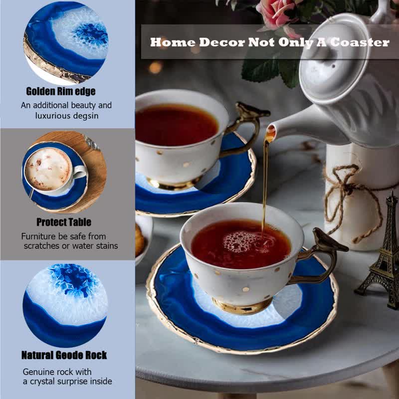 Olivenorma Blue Agate Coaster Gemstone Decoration