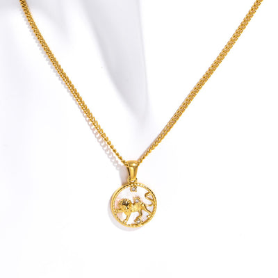 Olivenorma Shell Zodiac 18k Gold Titanium Steel Necklace