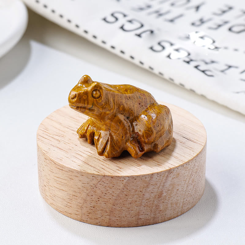 Olivenorma Natural Gemstone Carved Frog Statue Gemstone Decoration