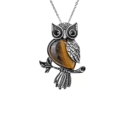 Olivenorma Natural Stone Owl Necklace