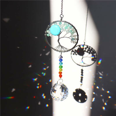 Colorful Tree of Life Crystal Wind Chime Suncatcher