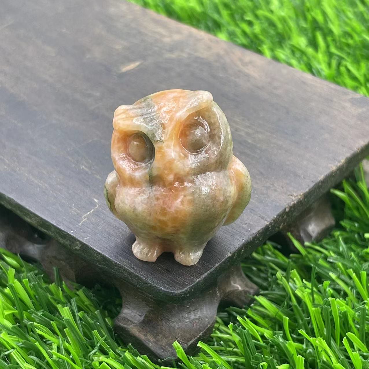 Olivenorma 3.5cm Natural Crystal Owl Ornament Gemstone Decoration