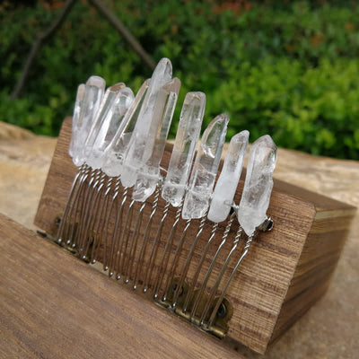 Natural Crystal U Shape Hair Comb Crystal Crown