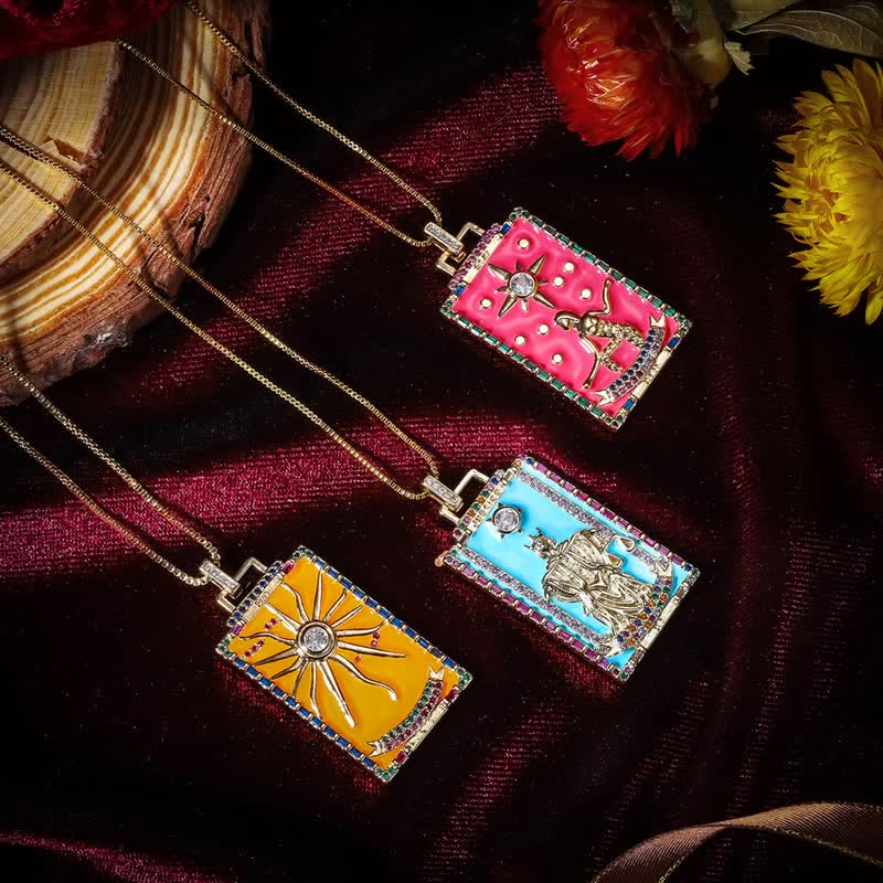 Olivenorma Enamel Major Tarot Card Necklace