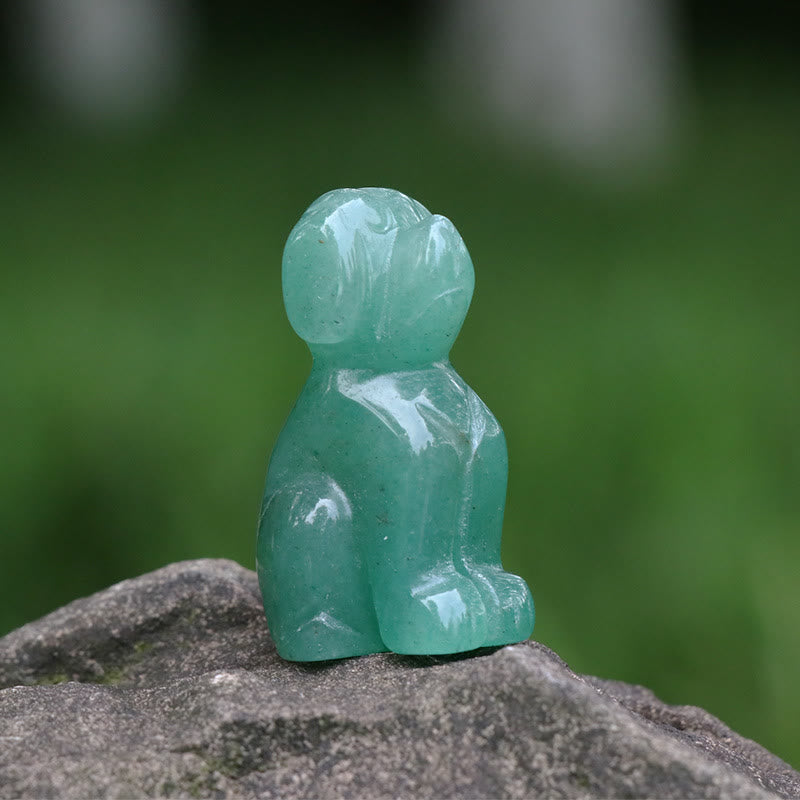 Olivenorma Green Aventurine Dog Stone Carving Gemstone Decoration