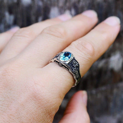 Olivenorma Buddhi Mudra - Swiss Blue Topaz Ring