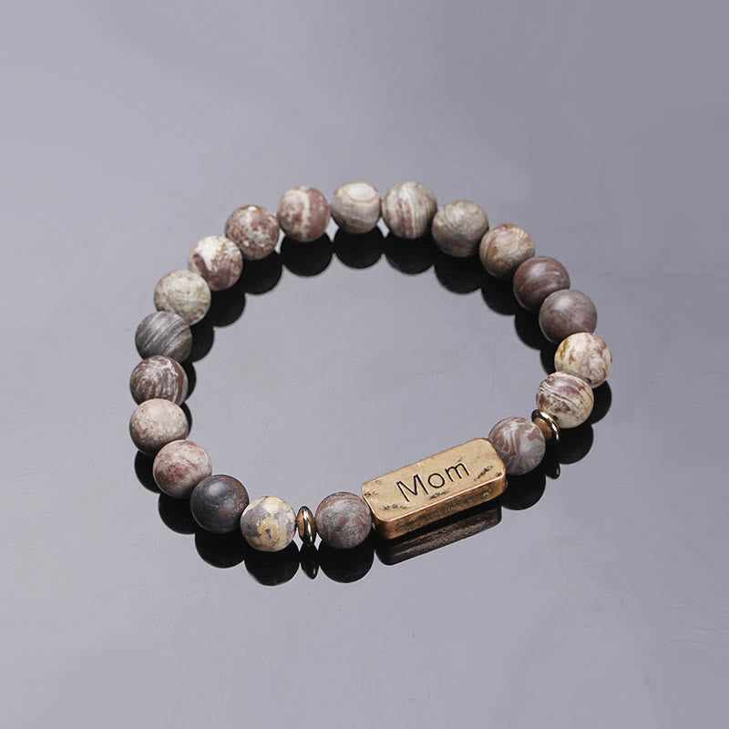 Olivenorma Natural Gemstone Mom Patience Engraving Bracelet