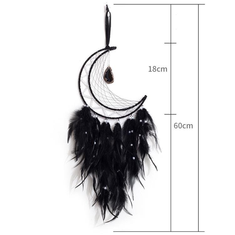 Olivenorma Black Onyx Pendant Black Feather Dream Catcher