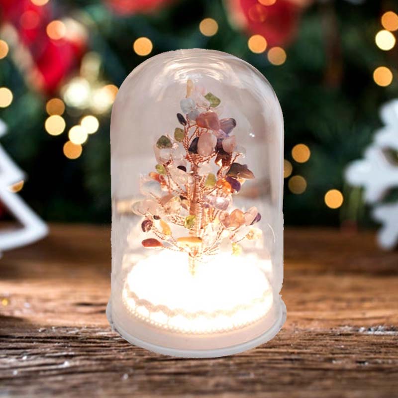 Olivenorma Christmas Tree Crystal Stone Night Light Decoration