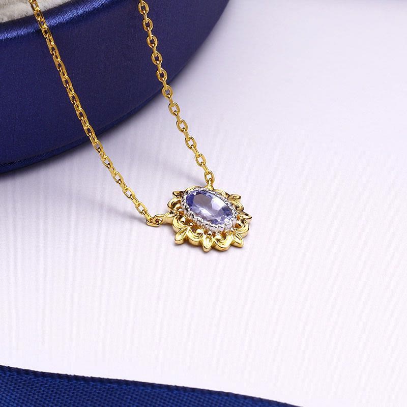 Olivenorma Sapphire European Style Retro Simple Pendant Necklace