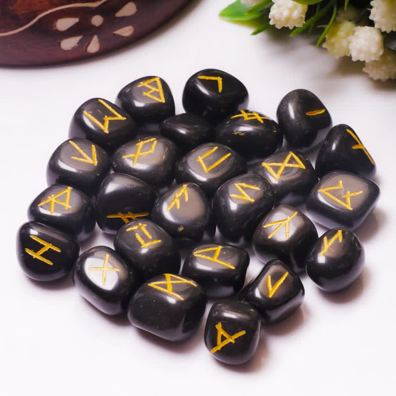 Olivenorma Rune Alphabet Carved Graphic Stone Balance Gemstone Decoration